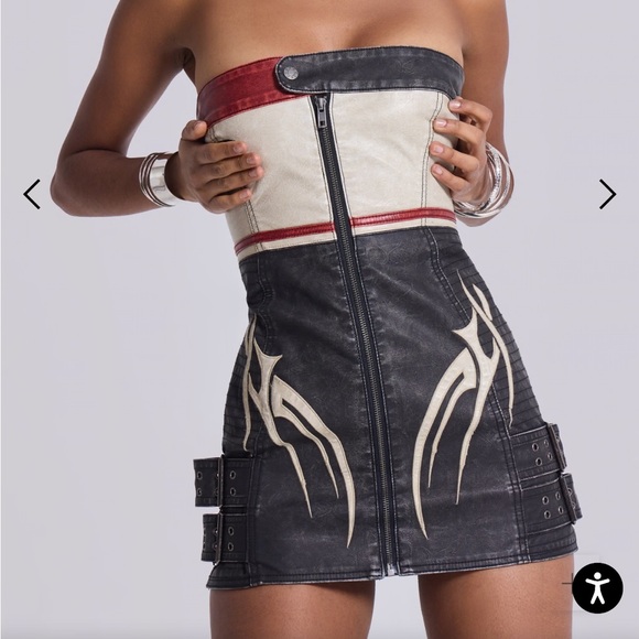 Jaded London Dresses & Skirts - Jaded London Xiva Motocross Distressed Moto Dress with Tribal & Badge Artworks.